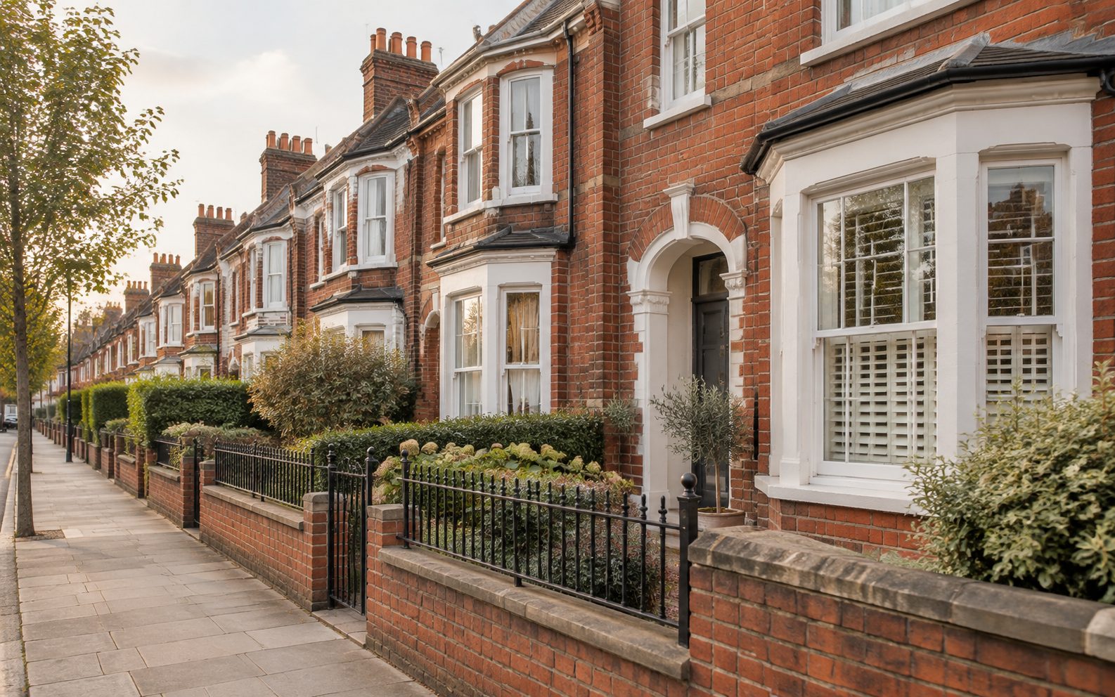 A residential terrace on a quiet street