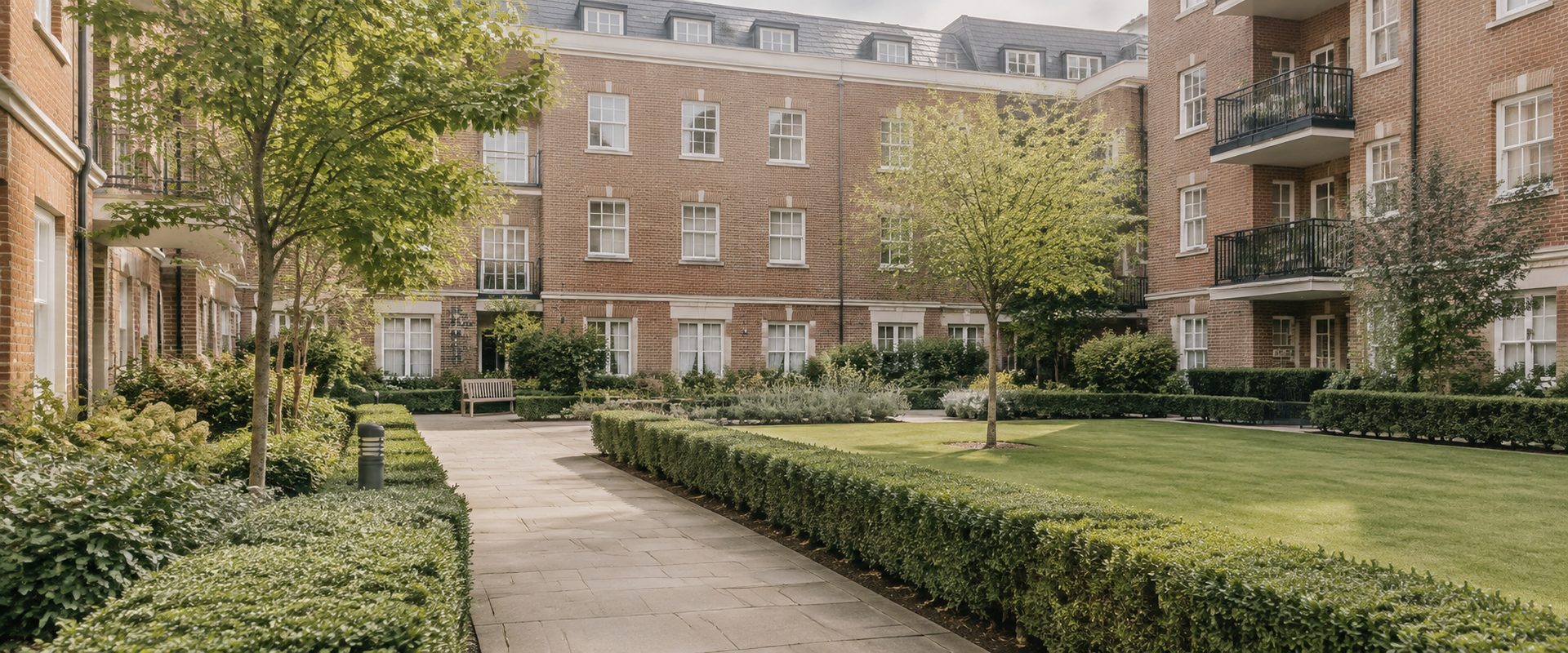 The shared courtyard of a residential development